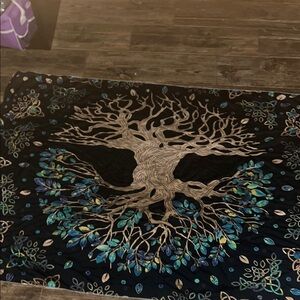Tree of Life Tapestry - Black and Blue